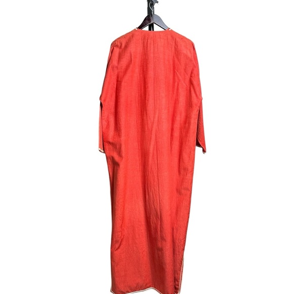 El Abadi Size XL Caftan Brick Red Ornate Embroidered Cotton Tunic Desert Prayer - Picture 2 of 14